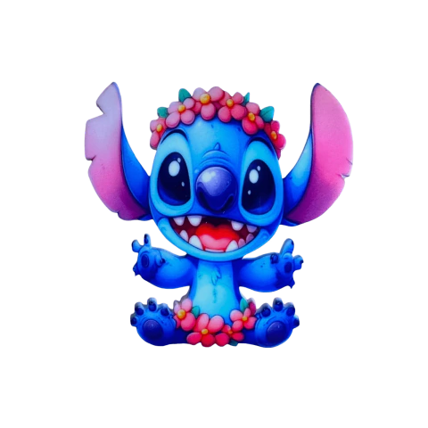 Aplique Stitch Havaiano Grande Curvado Acrílico (10cm) - 1 Unidade