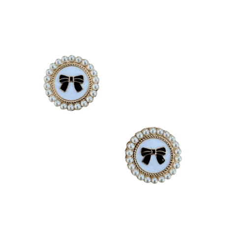 Aplique Luxo Redondo Lacinho Preto Com Pérolas (2,5 cm) - 2 Unidades