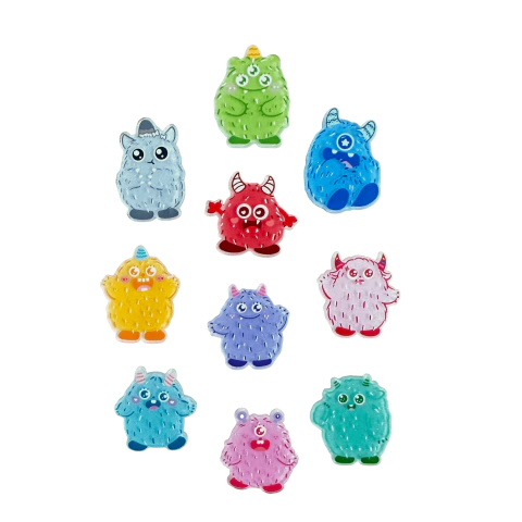Aplique Monstrinhos (3cm) Kit Misto Acrílico Plano Glitter