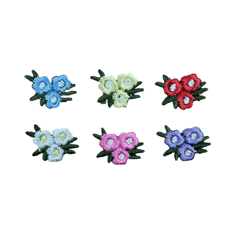 Kit Aplique Flor Tripla Estilo Bordada (2 cm) Misto - 6 Unidades