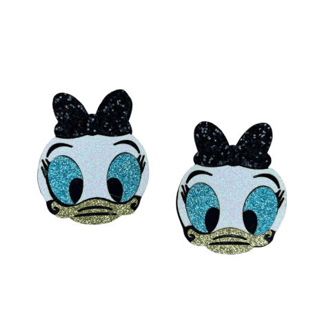 Aplique Margarida Laço Preto (5,5cm) Lonita Glitter - 2 Unidades