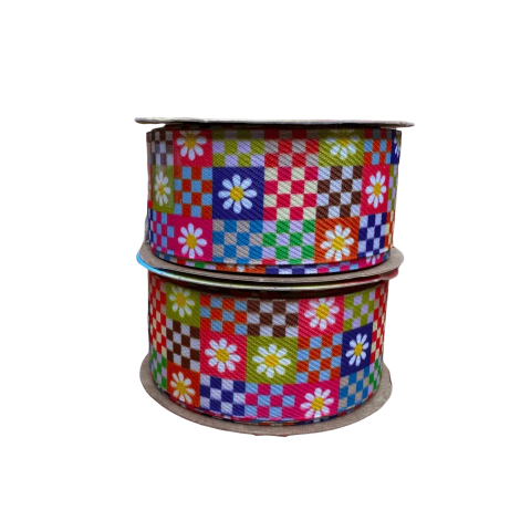 Fita Sinimbu Jeans Xadrez Colorido Margarida (38mm) Cor 30 - 10 Metros - comprar online