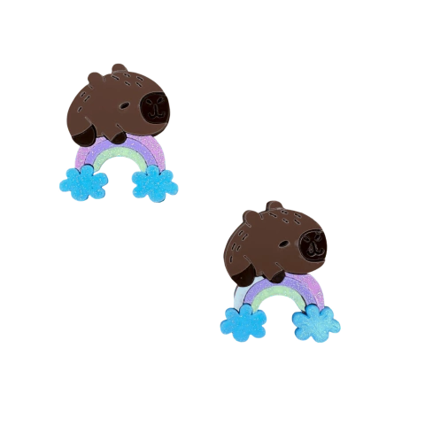 Aplique Capivara Arco Íris Glitter Candy (4cm) Acrílico - 2 Unidades - comprar online