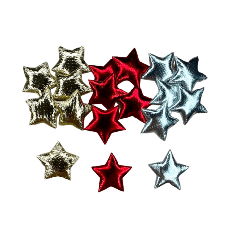 Aplique Estrela Tecido Foil (20mm) Kit Festas - 15 Unidades