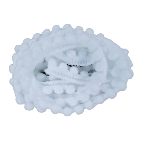 Fita Mini Pompom Cor Branco 067 - 2 metros