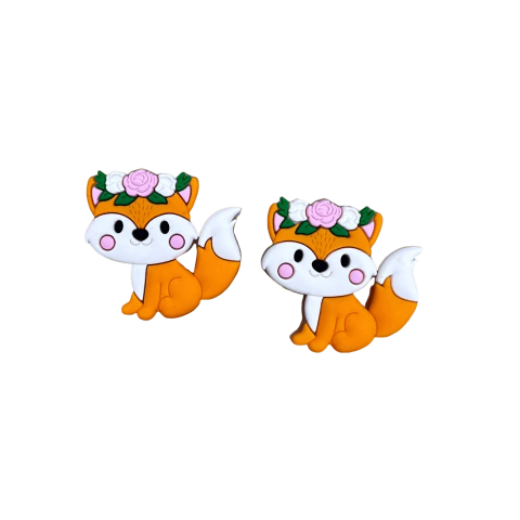 Aplique Raposinha Coroa de Flores (3,5 cm) Emborrachado Henrikei Artes