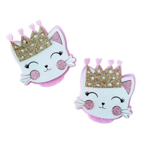 Aplique Gatinha Princesa (6cm) Lonita Glitter - 2 Unidades