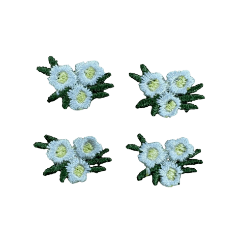Aplique Flor Tripla Estilo Bordada (2 cm) Cor Branca - 4 Unidades
