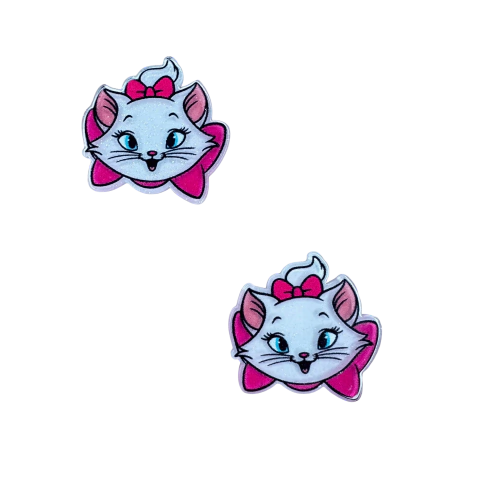 Aplique Gatinha Marie (2,5cm) Acrílico Plano Glitter 