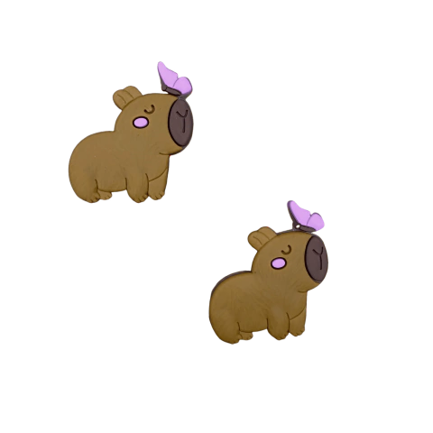 Aplique Emborrachado Capivara Borboleta Rosa (4 cm) - 2 Unidades - comprar online