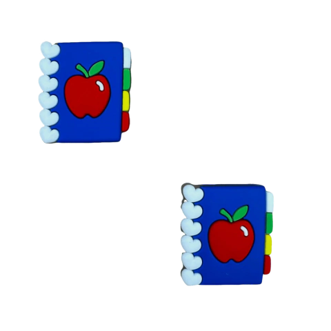 Aplique Caderno Escolar Coração Maçã  (3cm) Emborrachado - 2 Unidades 