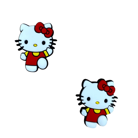 Aplique Hello Kitty (4cm) Vestido e Laço Vermelho Emborrachado - 2 Unidades 