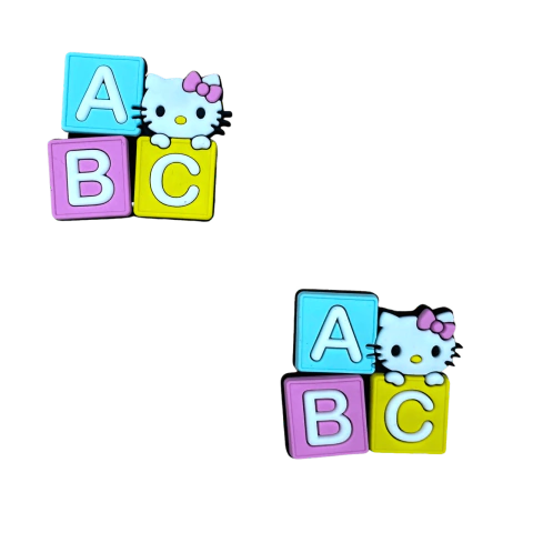 Aplique Hello Kitty Cubo Abc Colorido Candy (3,5cm) Emborrachado - 2 Unidades 