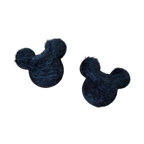 Aplique Mickey de Pelúcia (3 cm) Cor Preto Loja Henrikei Artes