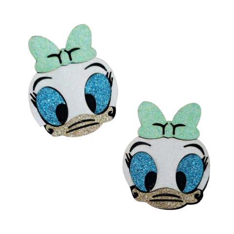 Aplique Margarida Laço Verde (5,5cm) Lonita Glitter - 2 Unidades