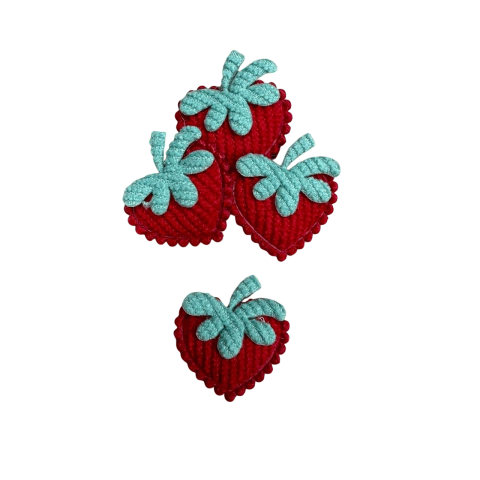 Aplique Morango (25mm) Cotelê - 4 Unidades