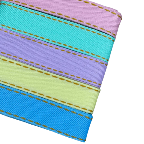 Kit Fita Sinimbu Jeans Pesponto (22mm) Cor Candy 10 Metros - 2 Metros de Cada