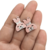 Pingente Coelha Rosa Clarinho Laço Branco Acrílico (1,5x2,0 cm) Henrikei Artes