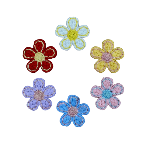 Aplique Flor Estilo Bordada (3cm) Pesponto Metálico - 2 Unidades