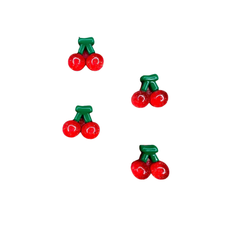 Aplique Mini Cereja (1cm) Resina - 4 Unidades