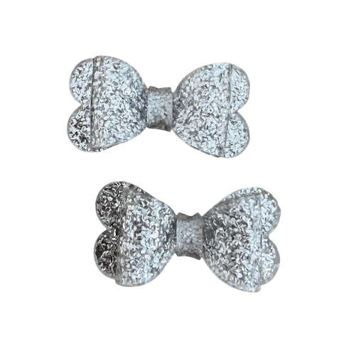 Aplique Laço Acrílico Glitter (5 cm) Cor Prata Loja Henrikei Artes