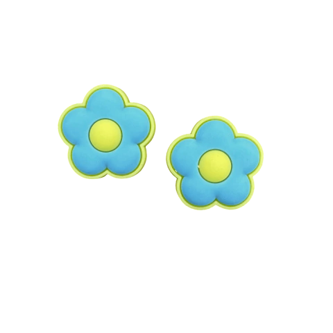 Aplique Flor Bordinha (3 cm) Cor Amarelo e Azul Henrikei Artes