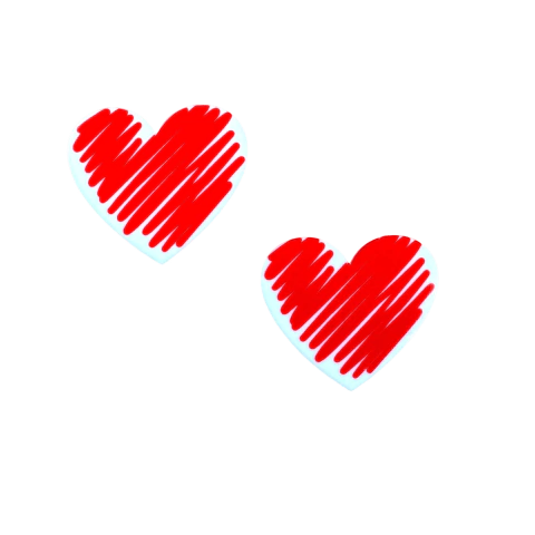 Aplique Coração Rabisco Cor Vermelho (4cm) Acrílico - 2 Unidades