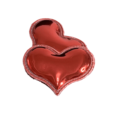 Aplique Coração Metalizado Almofadado (3,9 x 3,0 cm) Cor Vermelho Loja Henrikei Artes