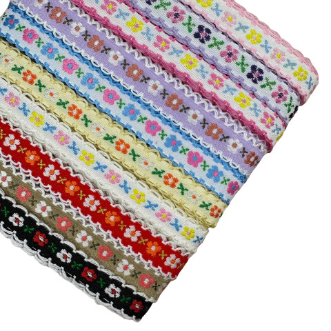 Fita Bordada Florzinha Borda Escalope (10mm) 