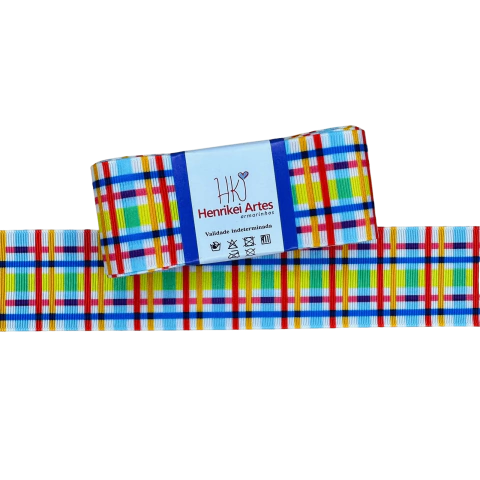 Fita Gorgurão Importada Xadrez (38mm) Cor Colorido Vibrante Henrikei Artes