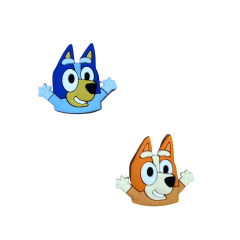Aplique Kit Bluey e Bingo (4cm) Emborrachado - 2 Unidades 
