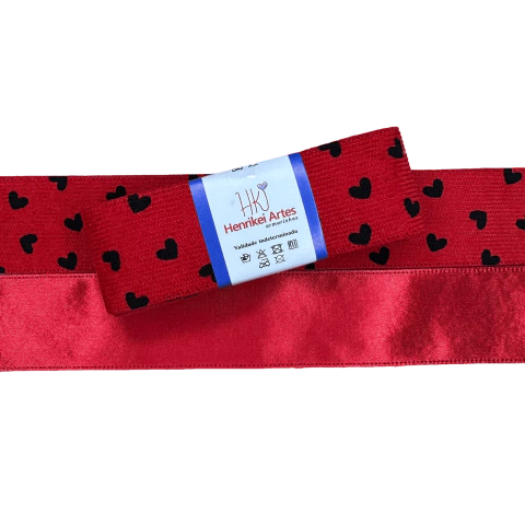 Fita Yama Veludo Cotelê Dupla Face Coração (38mm) Cor Vermelho Ferrari - 3 Metros