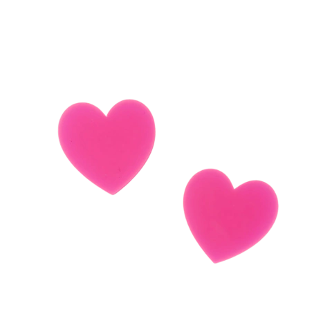 Aplique Coração (3cm) Plano Acrílico Cor Pink Neon - 2 Unidades