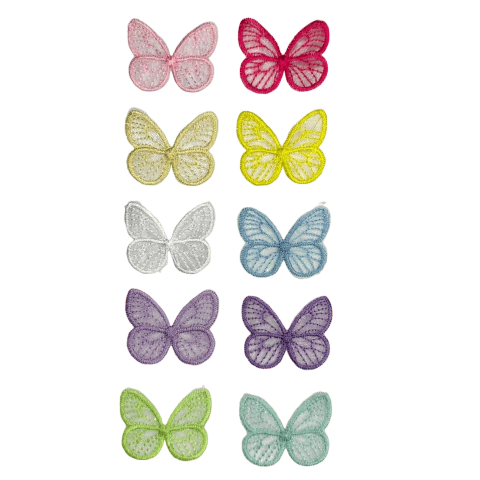 Aplique Borboleta de Organza Bordada (4,5 cm) - 2 Unidades
