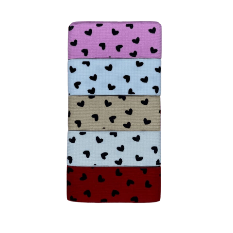 Kit Fita Veludo Cotelê Versão 2 Dupla Face Coração (38mm) 5 Metros - 1 Metro de Cada