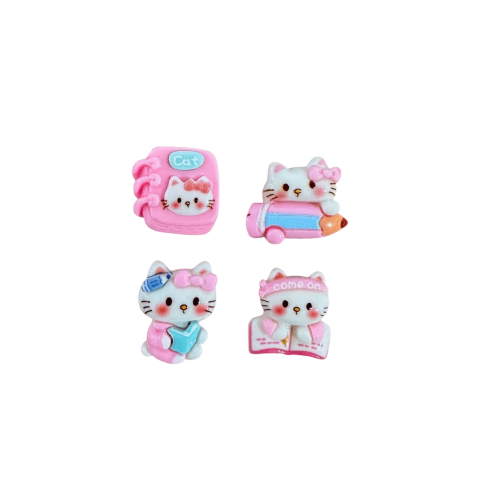 Aplique Escolar Hello Kitty (2cm) Resina - 4 Unidades