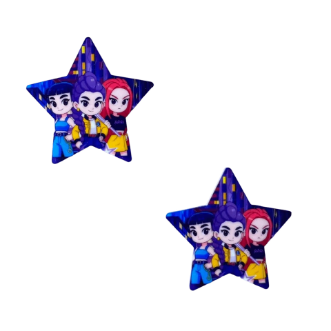 Aplique Estrela (4cm) Meninas K-pop Plano Acrílico (Huntrix) - 2 Unidades 