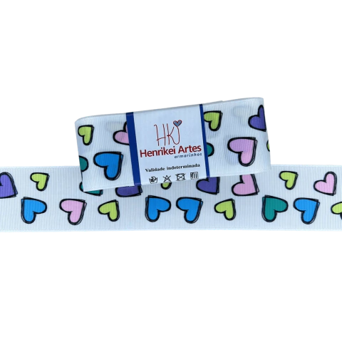 Fita Gorgurão Yama (38mm) Coração Candy - 3 metros