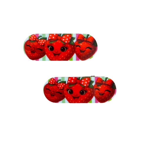 Aplique Para Bico de Pato (5,5cm) Morango Lacinho Poá Plano Acrílico