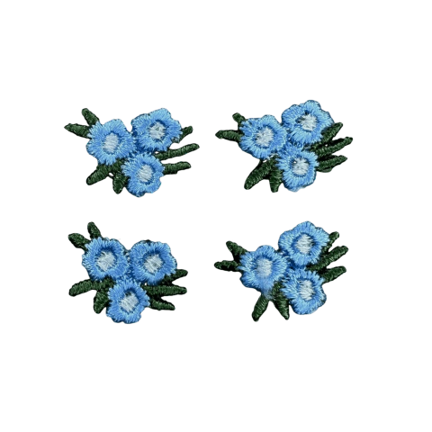 Aplique Flor Tripla Estilo Bordada (2 cm) Cor Azul - 4 Unidades