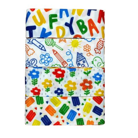 Kit Fita Gorgurão Estampada Yama Escolar (38mm) 8 Metros - 2 Metros de Cada 