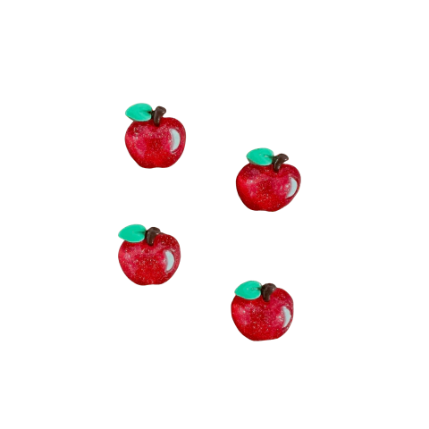 Aplique Mini Maçã (1,3cm) Resina - 4 Unidades