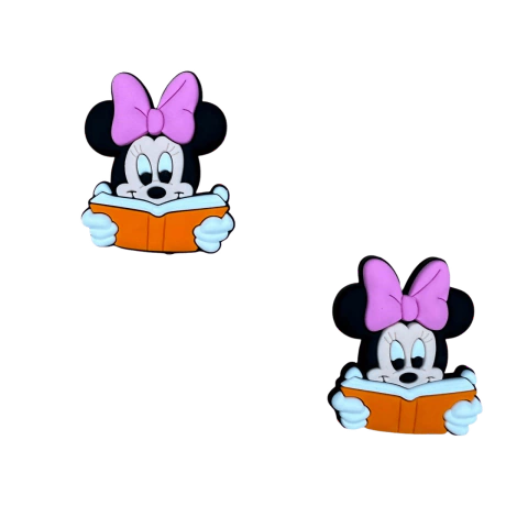 Aplique Escolar Minnie Laço Rosa (3,5cm) Emborrachado - 2 Unidades