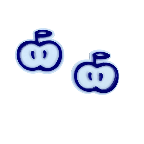 Aplique Maçã Rabisco (4cm) Cor Azul Royal Acrílico - 2 Unidades