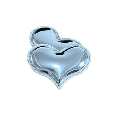 Aplique Coração Metalizado Almofadado (3,9 x 3,0 cm) Cor Prata Loja Henrikei Artes