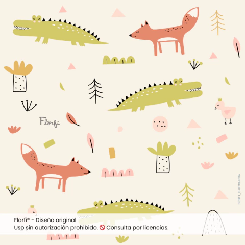 ESTAMPA YACARÉS Y ZORROS - comprar online