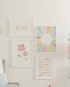 Conjunto 4 Quadros Significado Nome Cecilia