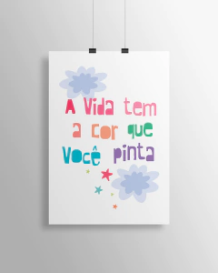 Quadro Para Quarto Infantil - A Vida tem A Cor Que Você Pinta -  Sweet Little Home Decor - Quadro Infantil Personalizados 
