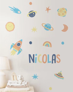 Adesivo Astronauta Com Nome Personalizado - Nicolas