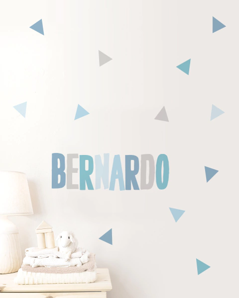 Adesivo de Parede Triangulo Com Nome Personalizado - Bernardo